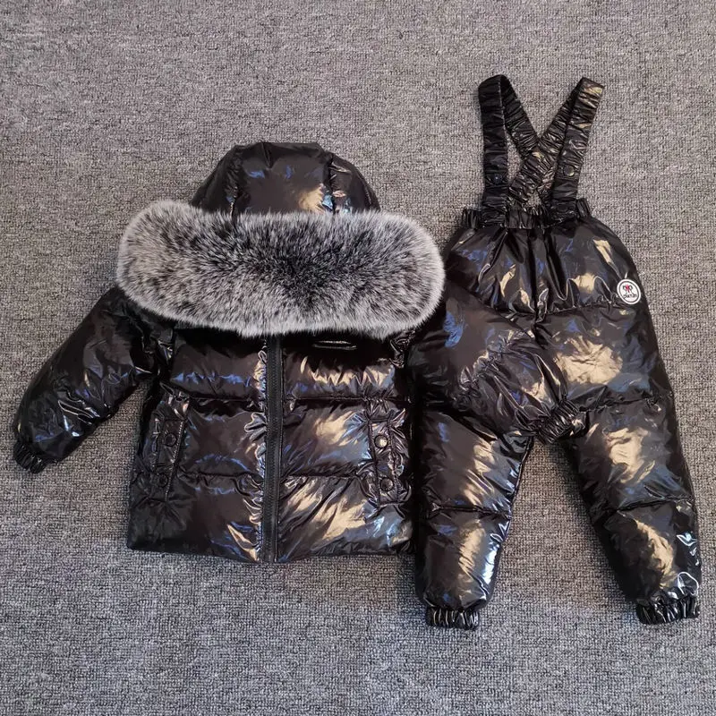 ใหม่ฤดูหนาวรัสเซียเด็กลงเสื้อโดยรวมขนาดใหญ่จริงขนสัตว์เด็กชุดสำหรับชายหญิงอบอุ่นแจ็คเ...