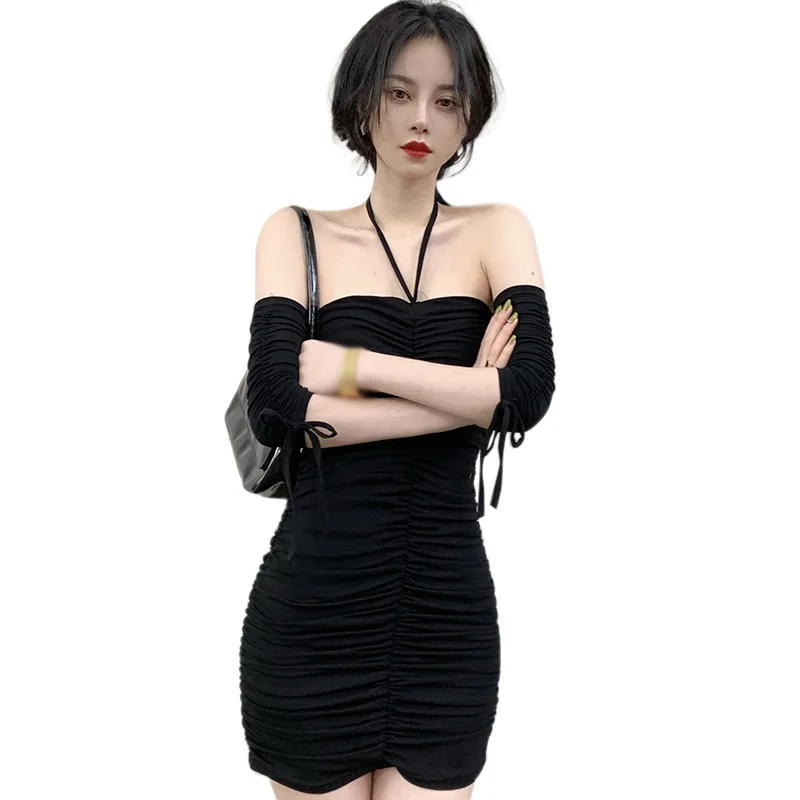 

Женское Короткое облегающее платье на завязках, однотонное летнее платье с коротким рукавом