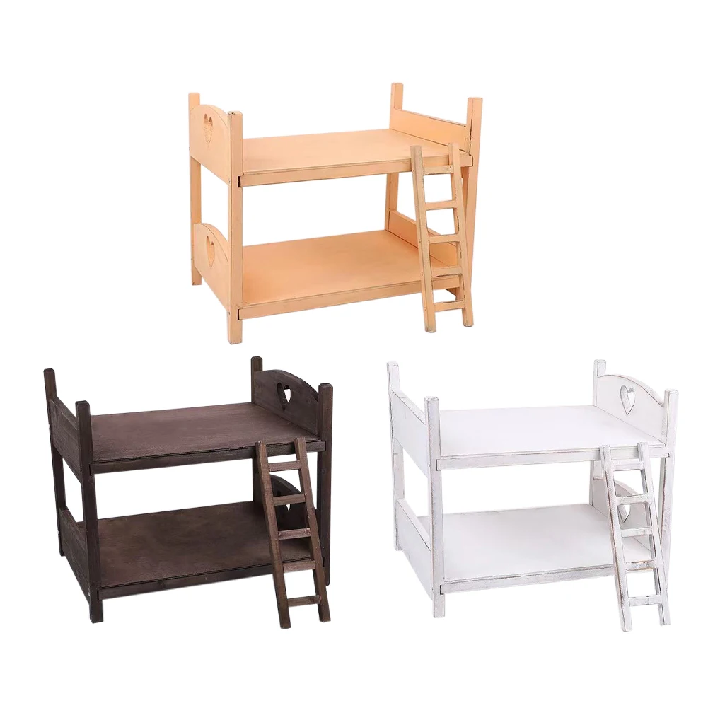 

2 Layer Baby Photography Bed Cute Wooden Cot With Screws Posing Prop Small Photo Studio Vintage Crib Newborn Shooting Portable