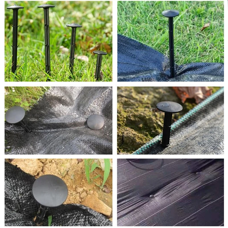 11 16 20cm Greenhouse Garden Anti Grass Mat Cloth Nail Ground Auger Fixation Barbed Larger Cap PP Materials Plants Film Pegs images - 6