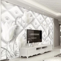 custom wallpaper modern 3d stereo soft roll white calla lily line geometric mural living room tv home decor luxury backdrop wall