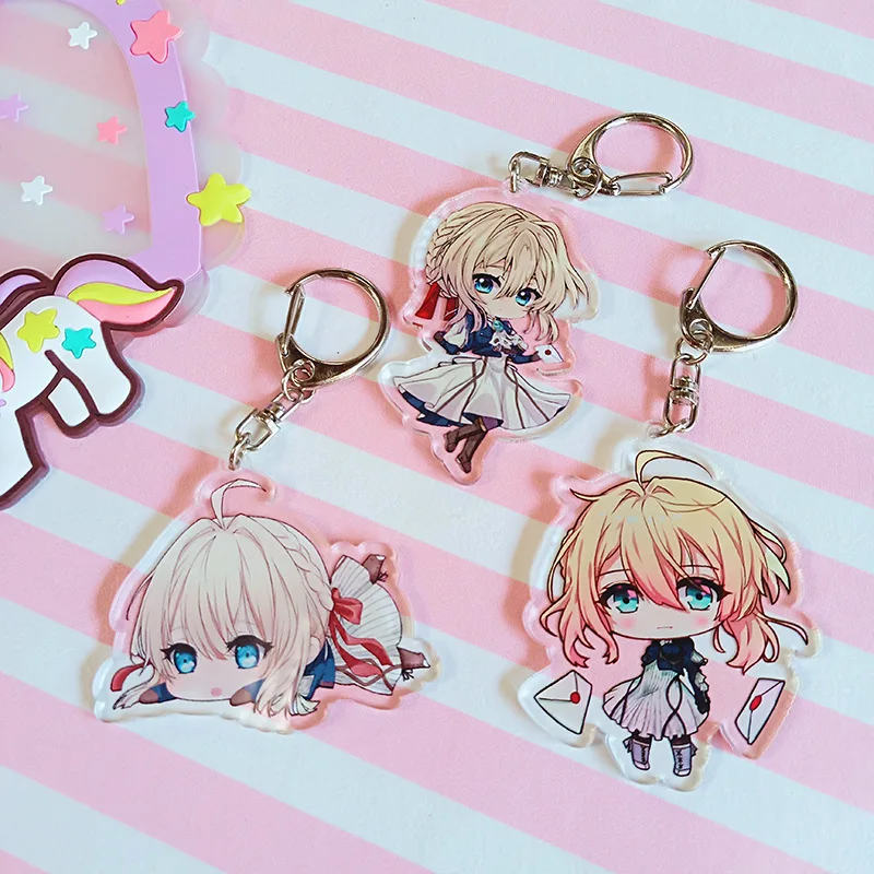 

Violet Evergarden Anime Acrylic Keychain Fashion Cute Fun Porte Clefs Bag Pendant Jewelry Accessories Key Chains