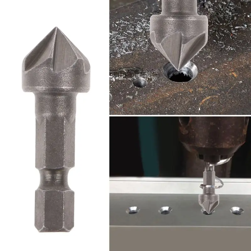 

6 Flute Countersink Drill Bit 90 Degree Point Angle Chamfer Cutting Woodworking Tool 50PB