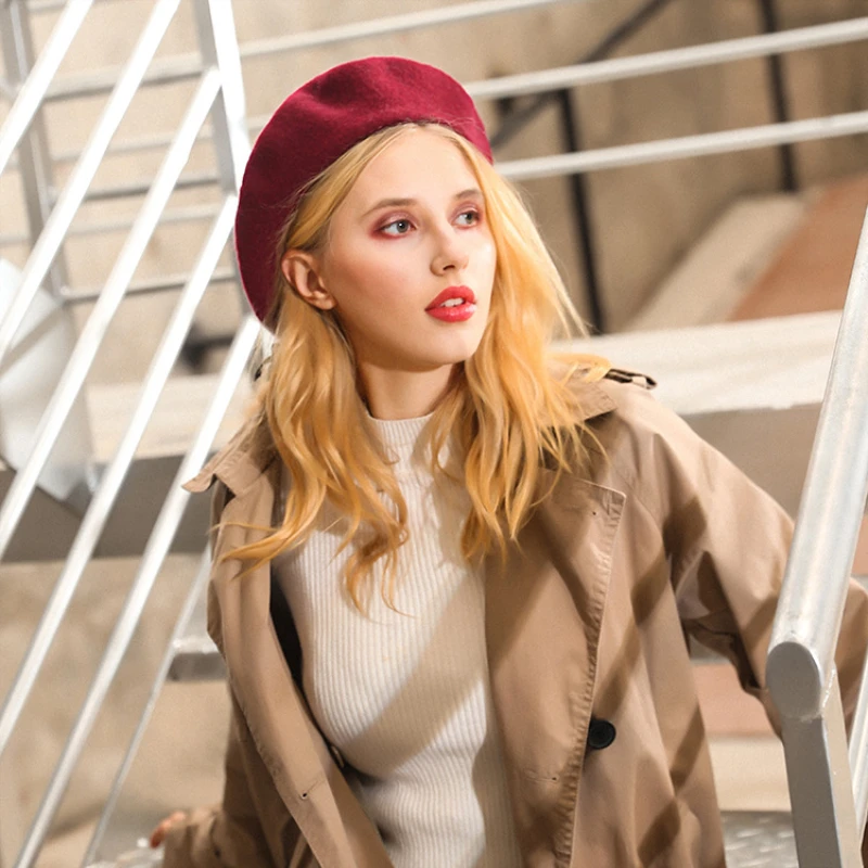 

Women Hat Wool Beret Autumn Everyday All-match Models Multiple Colour Painter Hat South Korea French Women Go Out Must-have Item