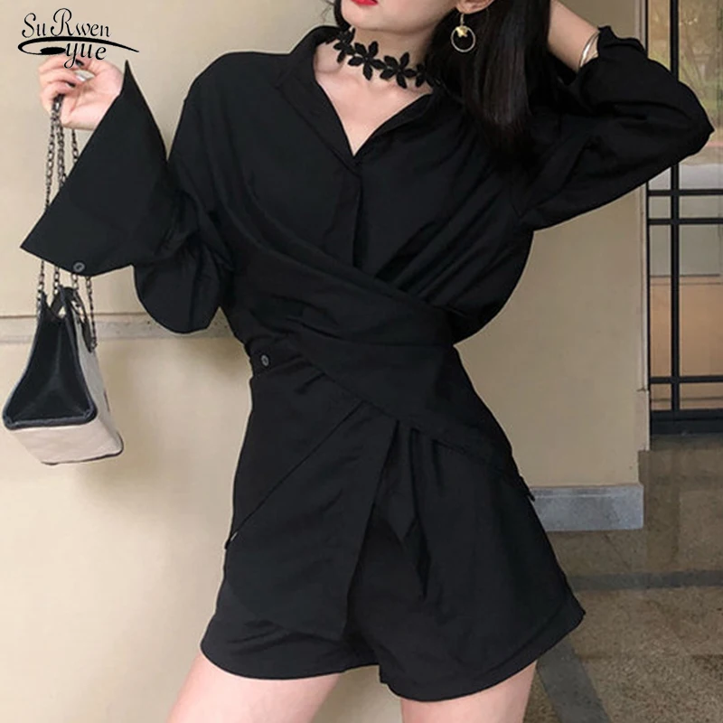 

Autumn Office Lady Tops Spring Long Sleeve Blouse Fashion Cross-design Solid Shirt Casual Elegant Clothes All-match Blusas 15572