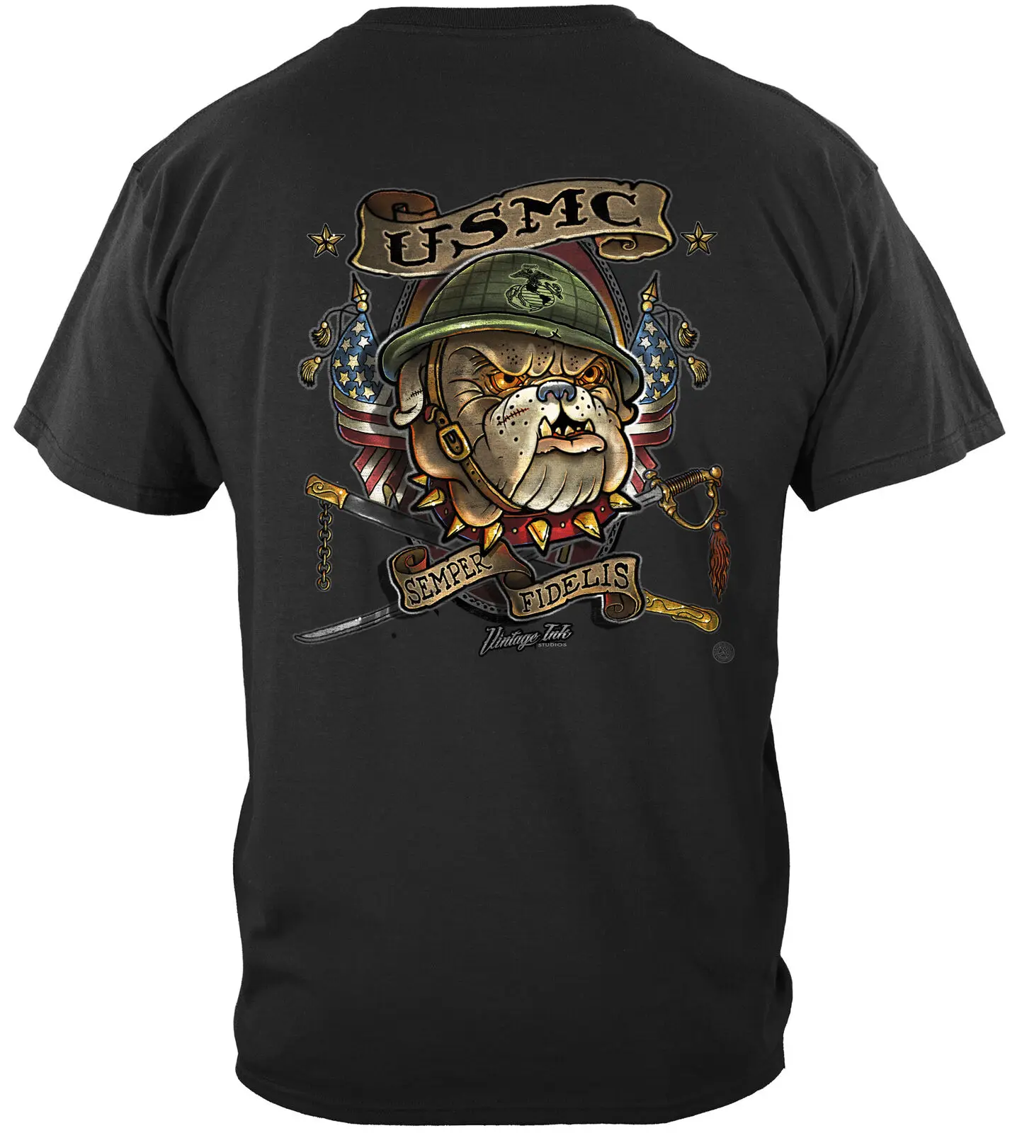 

USMC Marine Corps Semper Fidelis Bull Dog USA Flag T-Shirt. Summer Cotton O-Neck Short Sleeve Mens T Shirt New S-3XL