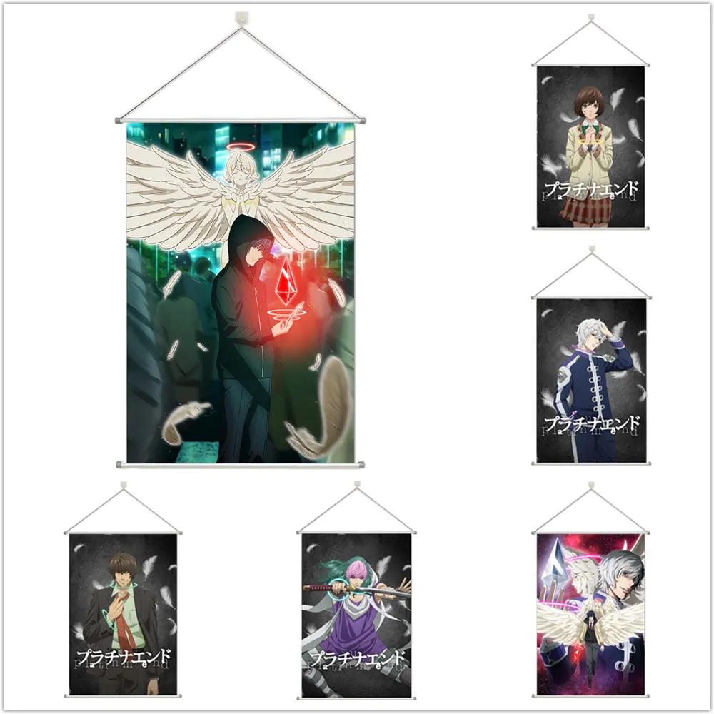 

Platinum End Kakehashi Mirai Mukaidou Nanato Uryuu Kanede Alloy Scroll Cartoon Comic Scroll Hanging Wall Decor