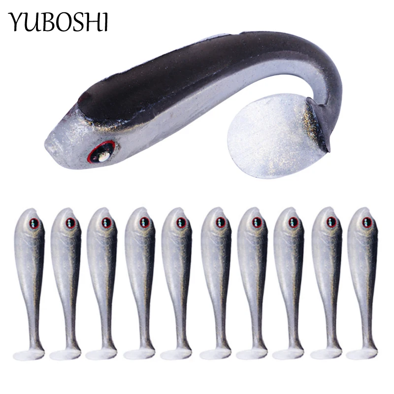 

New 10Pcs Silicone Soft Fishing Lure 7CM/3.1G Simulation Artificial Wobbler T-tail Small Fish Fake Bait Tackle