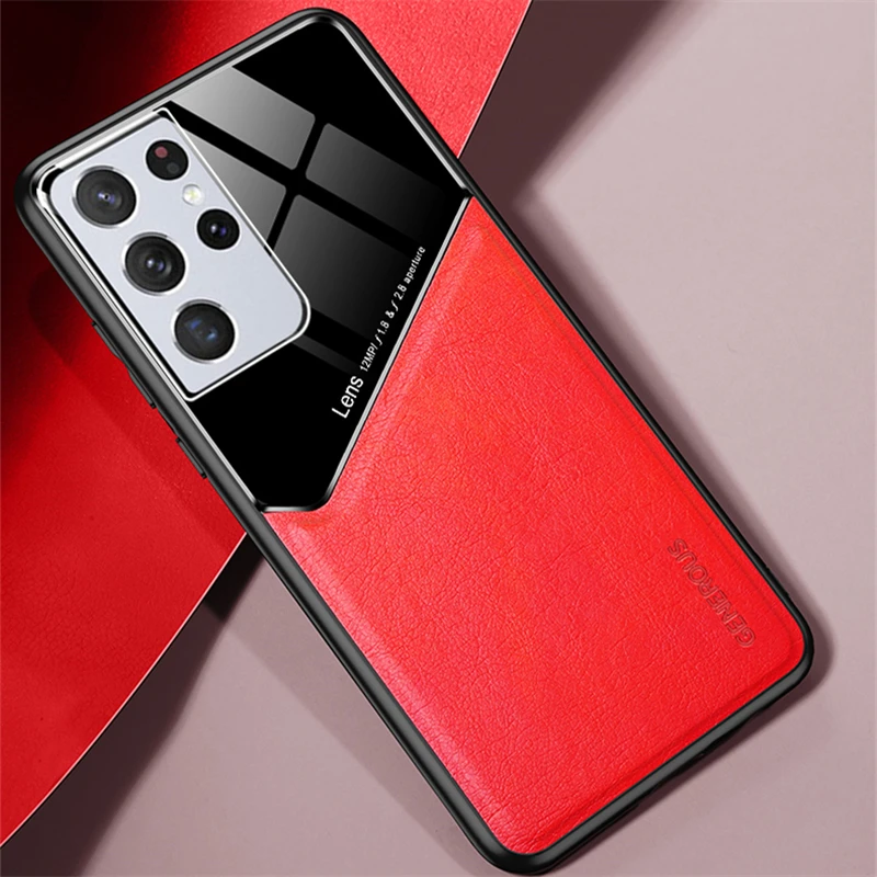 

Magnetic Thin Leather Back Cover for Samsung Galaxy S21 Ultra A12 A42 A52 A72 A21S S20 FE Note 20 Anti-Scratch Fitted Case Capa