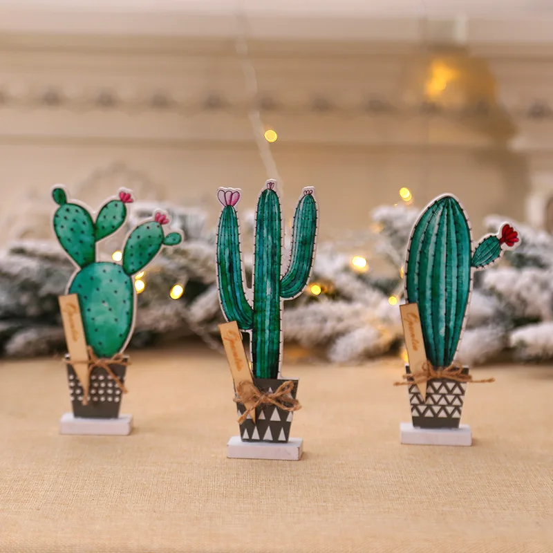 Креативная имитация растений в горшках деревянные кактусы украшения