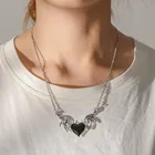 Винтажное готическое ожерелье с подвеской в виде крыльев дьявола, Крутое уличное ожерелье в форме сердца для мужчин и женщин, подарок, оптовая продажа, украшения для шеи 2021