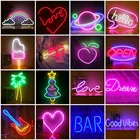 Светодиодная неоновая вывеска, лампочки с питанием от USB, акриловая прозрачная задняя панель, Декор для дома, вечеринки, дерева, любви, персика, мечты, Gutar, Здравствуйте