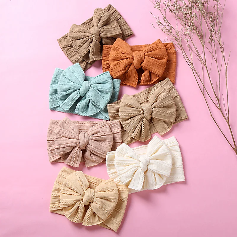 

Big Hair Bows Baby Headband Autumn Solid Soft Hairband Stretchy Wide Toddler Turban Headwraps for Girls Kids Hair Accessories