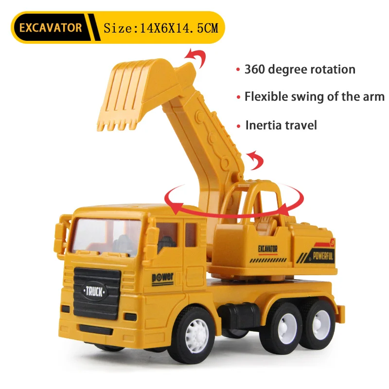 Excavator A 4 шт. большой размер Инженерная модель автомобиля 1:48 литая Инженерная игрушка автомобиль игрушка самосвал экскаватор инженерное транспортное средство - Цвет: Excavator A
