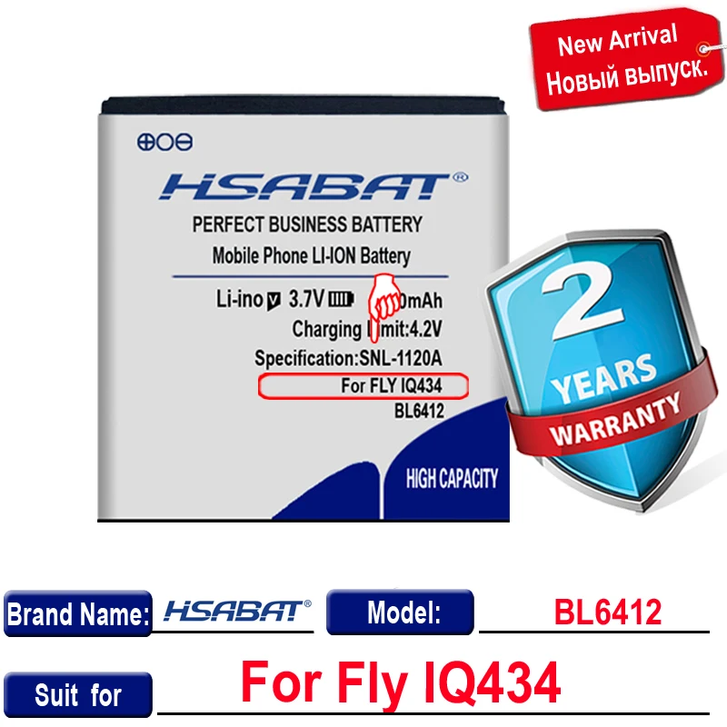 Новинка 100% высококачественные фотоаккумуляторы HSABAT BL6412 на 2200 мАч для Fly IQ434