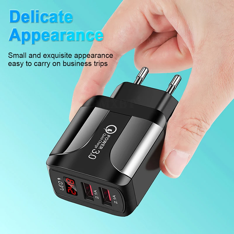 Зарядное устройство QC 3 0 со светодиодным дисплеем и USB-портом | Мобильные телефоны