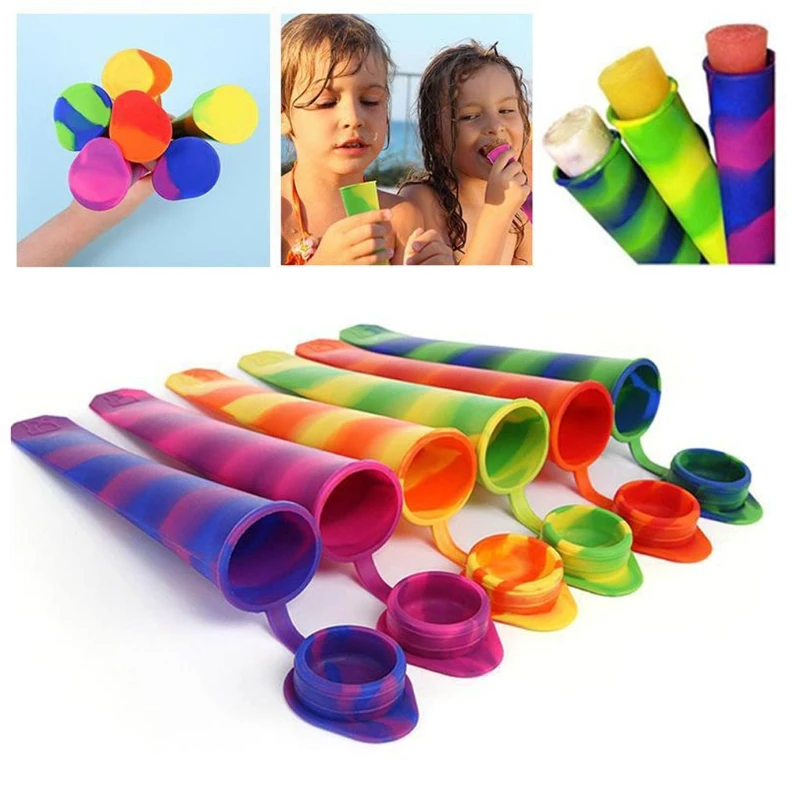 

Set of 6 Silicone Ice Cream Mold Holder Ice-Pop Sleeves Freezer for Making Snack Bag Home Kitchen Supplies