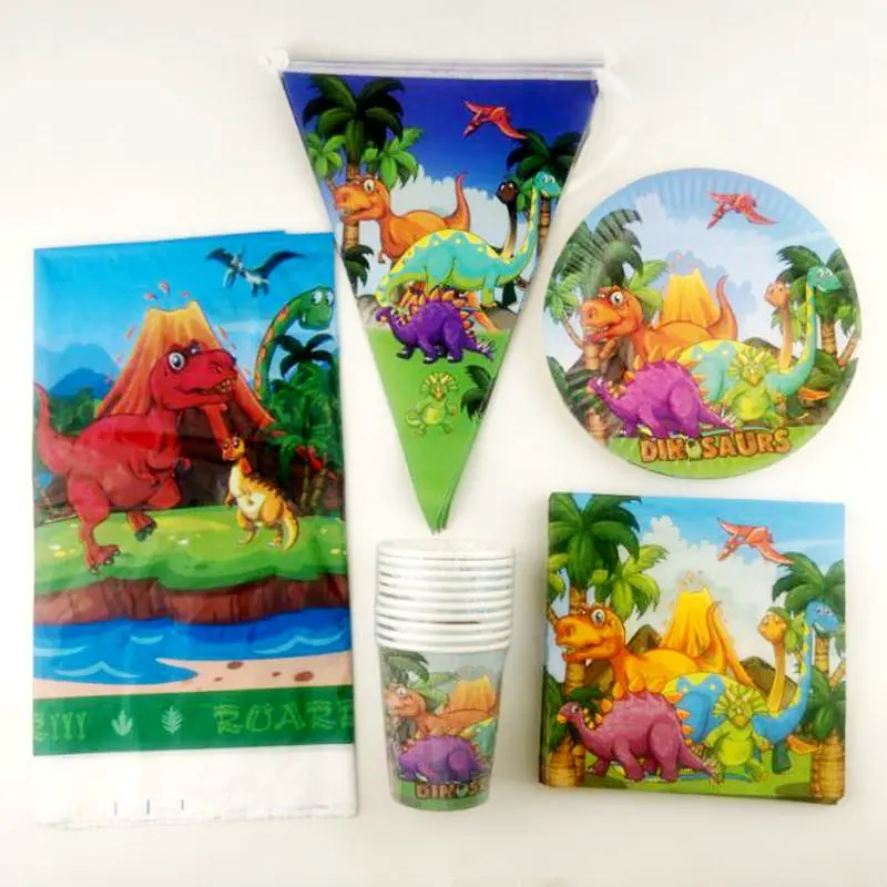 Набор столовой посуды в стиле динозавра комплект из 51 предмета салфетки на день