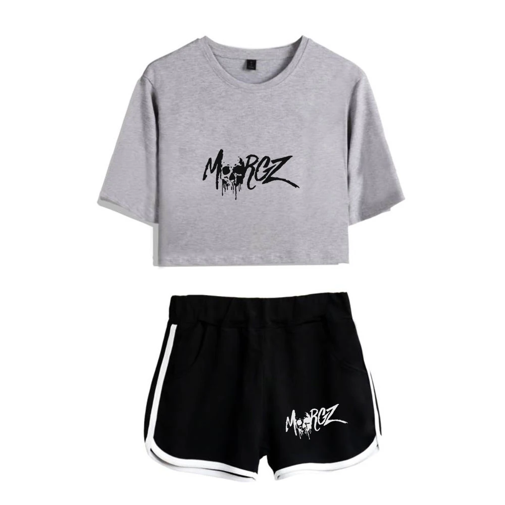 

WAWNI Morgz Hidalgo Navel T Shirt Casual Shorts Sexy Two Piece Suit Harajuku Cotton Plus Polyester Fashion Conventional New