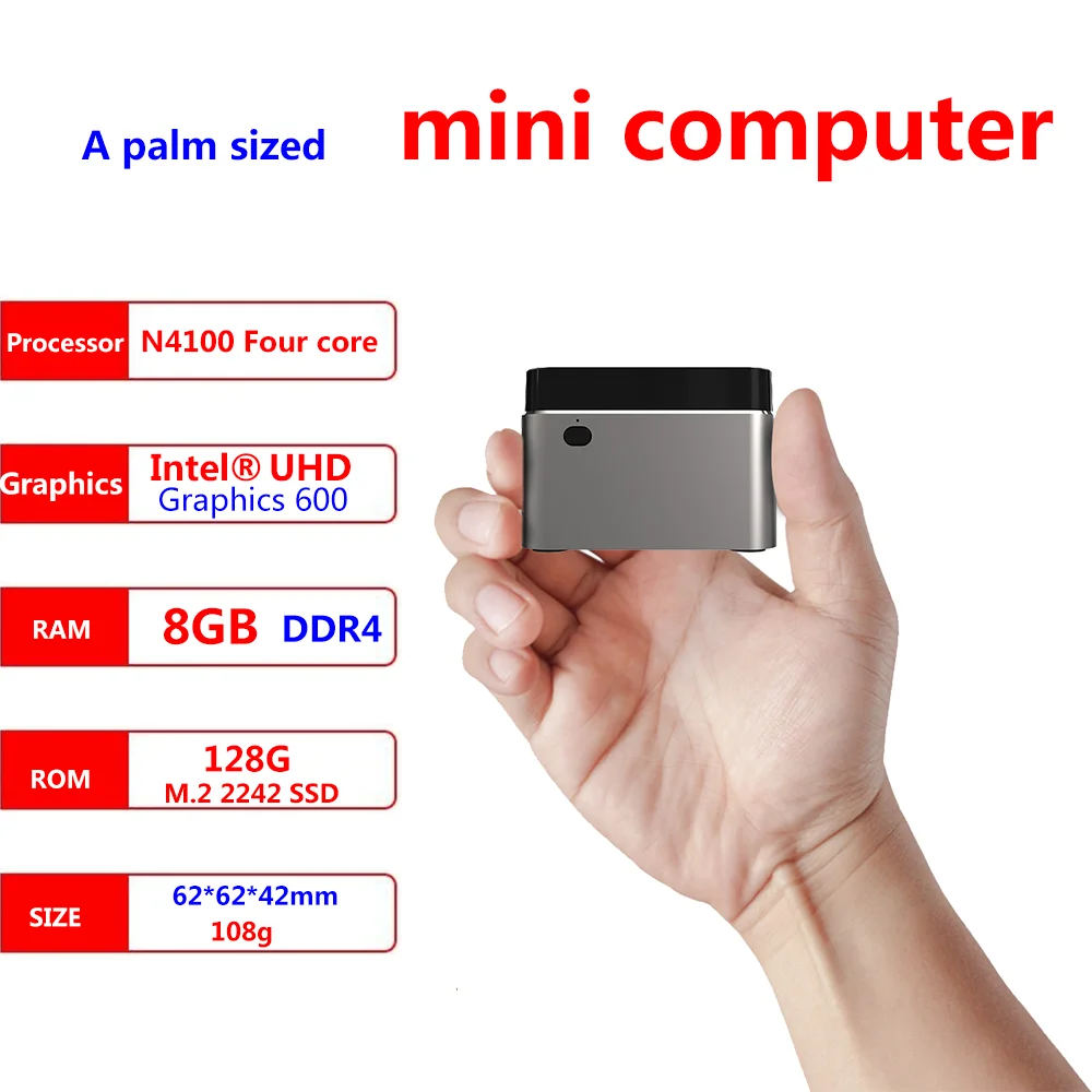 Мини компьютер M1T мини с Linux Celeron N4100 /J4125 8 ГБ ОЗУ 128/256/512 ГБ/IT ПЗУ USB3.0 BT4.2 Двойной Wi Fi 2