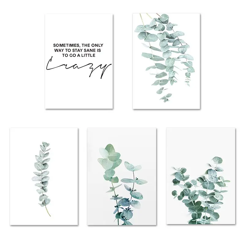 

Green Plant Leaves Art Canvas Painting Eucalyptus Leaves In Northern Europe Small Fresh Air Living Room Wall Decoration No Frame