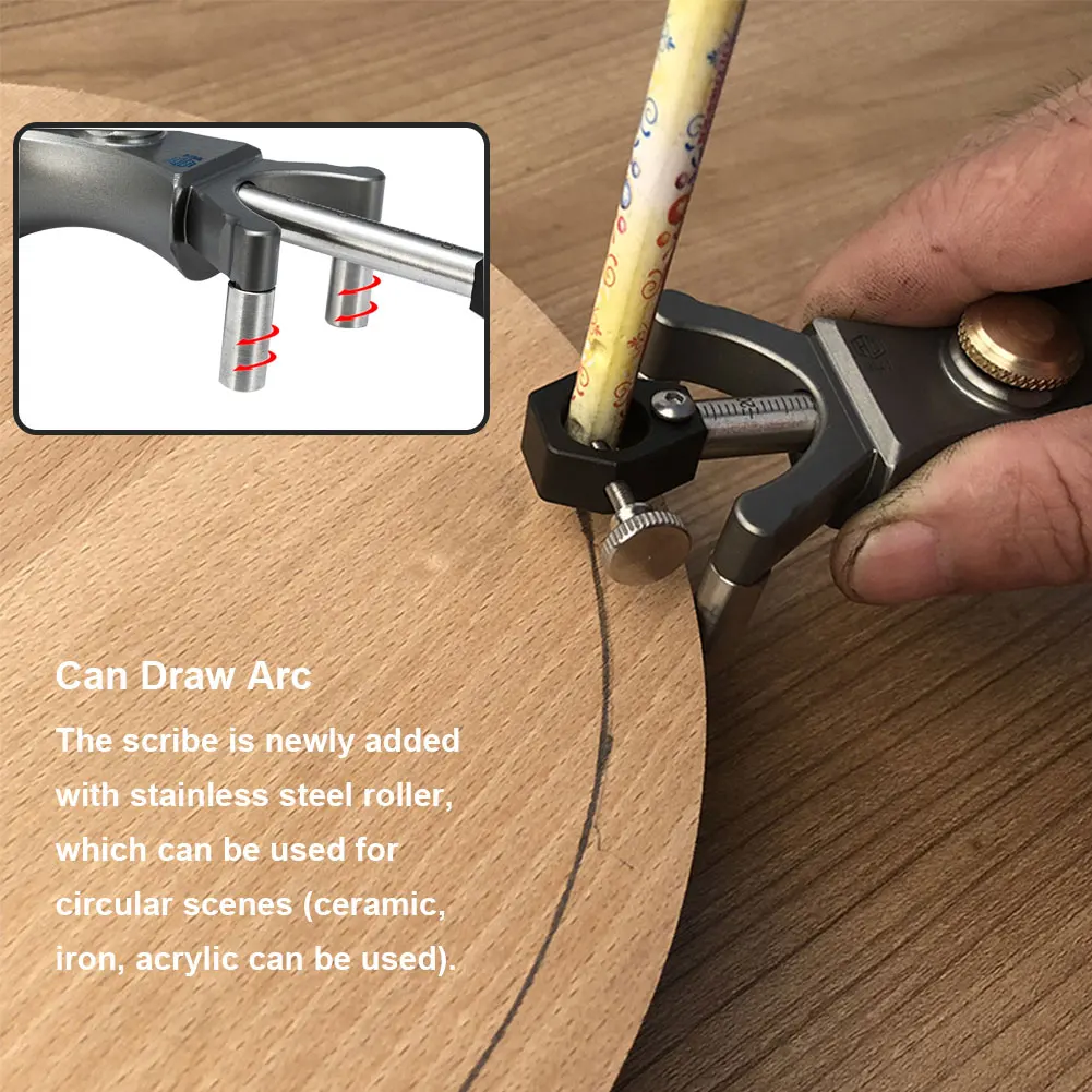 

Linear Arc Scriber DIY Wheel Marking Gauge Adjustable Wood Scribe Tool Measuring