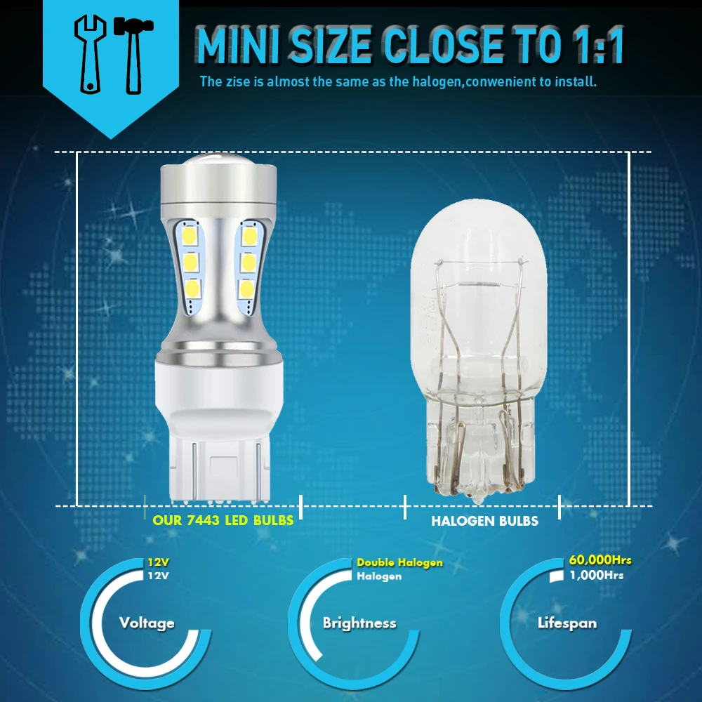 2X T20 7443 W21/5W 7440 W21W LED Bulbs Car Reverse Light for BMW E53 E70 F10 F30 F20 E87 M3 M5 E60 E90 E91 E92 E36 E30 E39 E46 | Автомобили