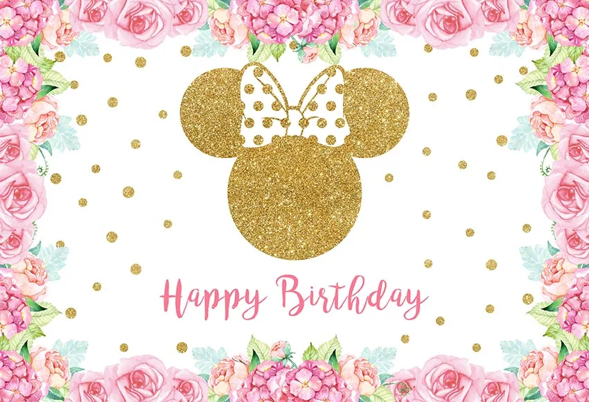 NeoBack Photography Backdrops Custom Pink Minnie Mouse Birthday Party Backdrop Personalised Decor Backdrop Photo Studio Banner