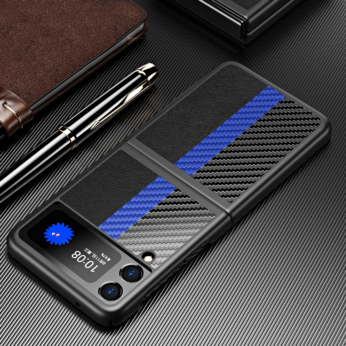 armor carbon fiber leather protective cover for samsung galaxy z flip 3 5g case non slip shockproof phone cases coque fundas free global shipping
