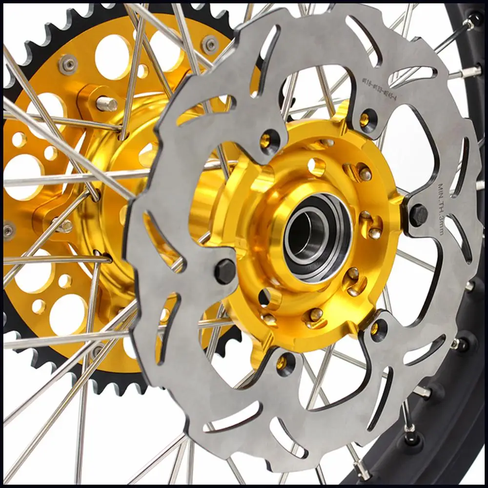 KKE 21/18 комплект колес для мотоцикла SUZUKI DRZ400SM 2005-2020 передние 310 мм диски Золотые с