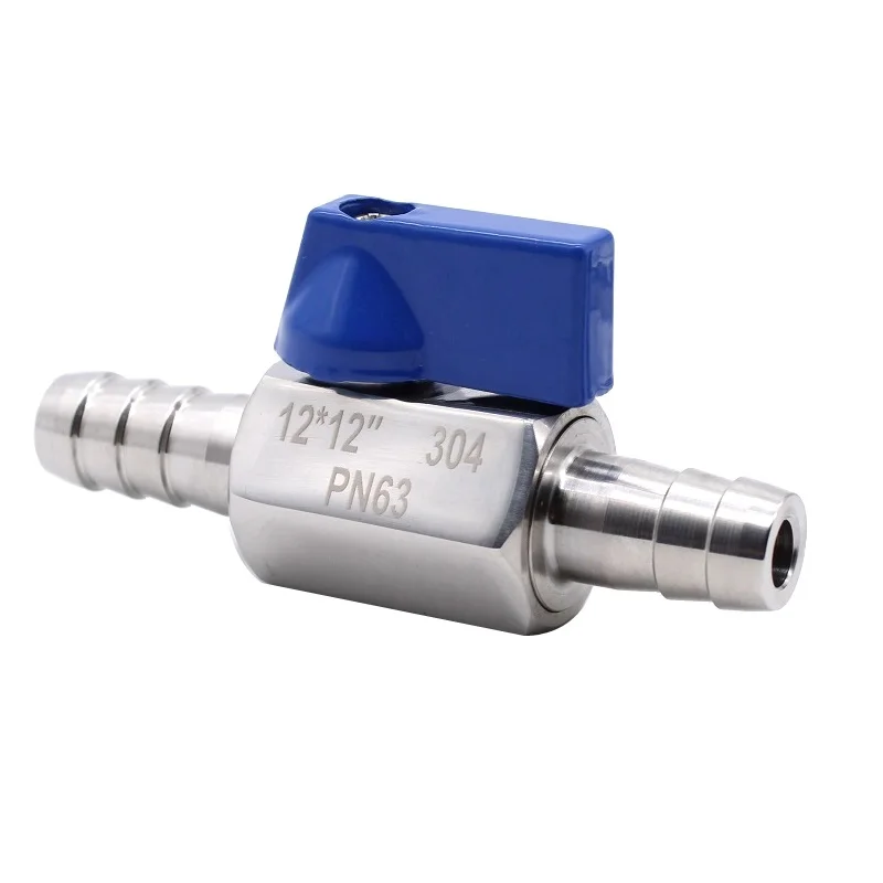 Шланг мини-санитарный шаровой кран из нержавеющей стали SUS 304 с синей ручкой 7 мм 8