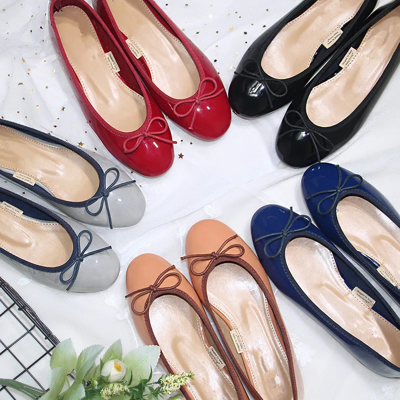 Черные красные свадебные тонкие туфли Женские осенние на плоской подошве с