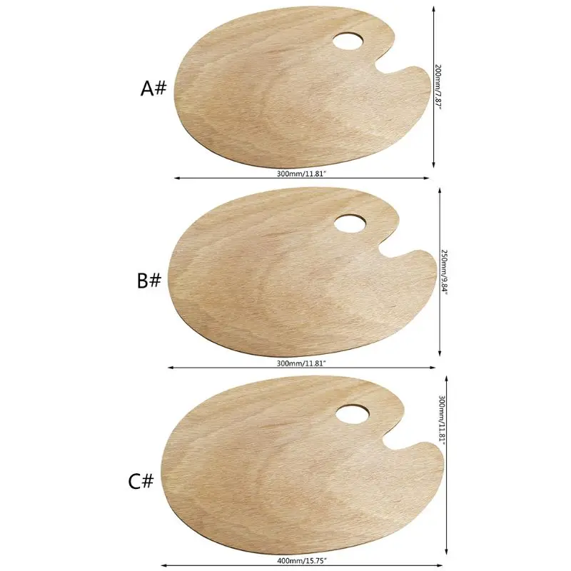 

Wooden Artists Palette with Thumb Hole Oil Painting Acrylics Paint Oval Painting Palette Tray for Adult