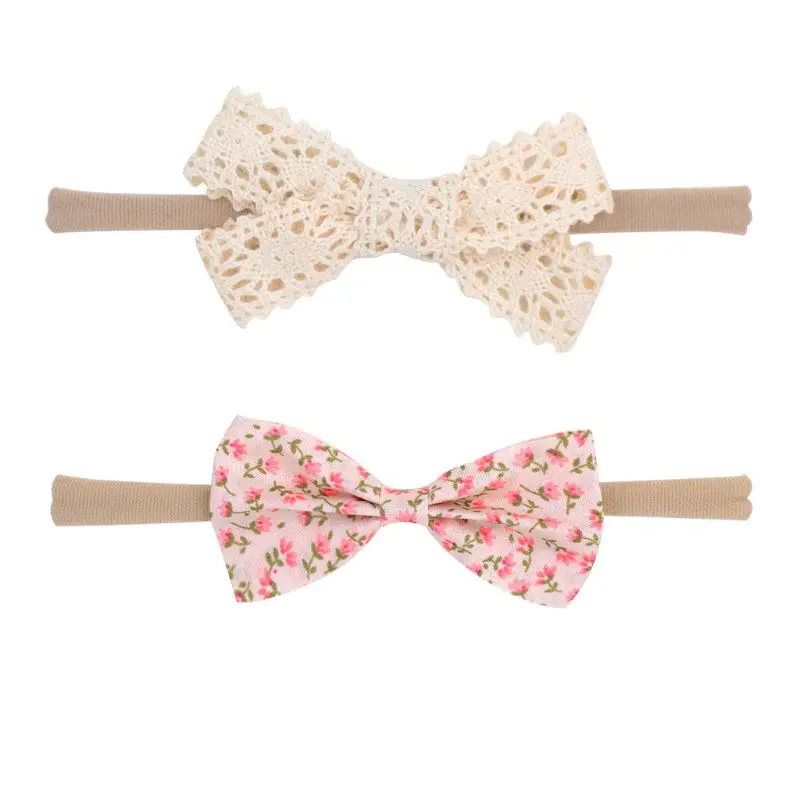

Baby Girl Headbands and Bows - 12 Piece Soft Elastic Nylon Flower Headband Accessories For Newborn, Infant, Toddler - Baby