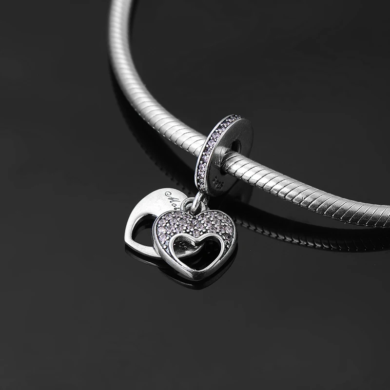 

Heart Beads 925 Sterling Silver Give Mother's a DIY gift Charm Pendant Fit Original europeu Charm Bracelet Jewelry making