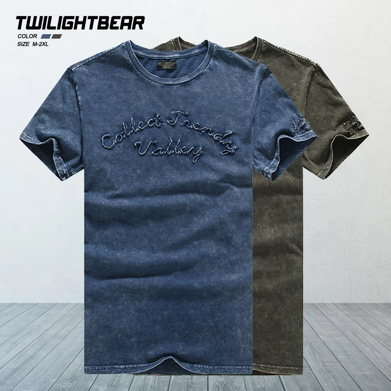 Летние мужские футболки с коротким рукавом из чистого хлопка в стиле ретро