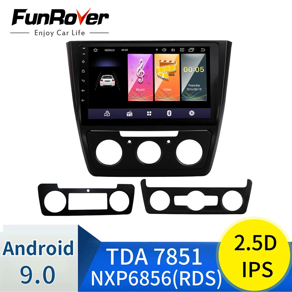 Автомобильный мультимедийный плеер Funrover 2.5D + IPS 2 din Android 9 0 для Skoda Yeti 2014 2015 2017 dvd gps