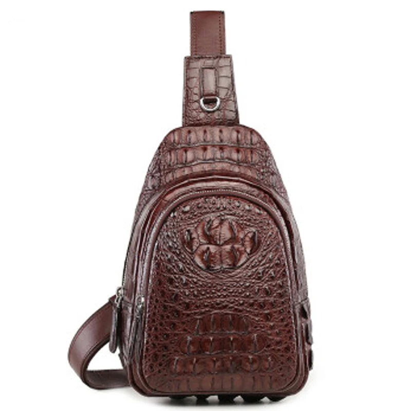 Мужская нагрудпосылка сумка VVBrown из натуральной крокодиловой кожи удобная