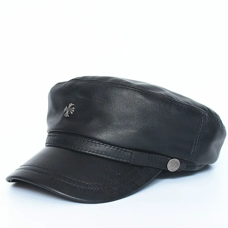 Взрывные модели ретро кожаный берет из овчины темно-синяя шляпа мужская и
