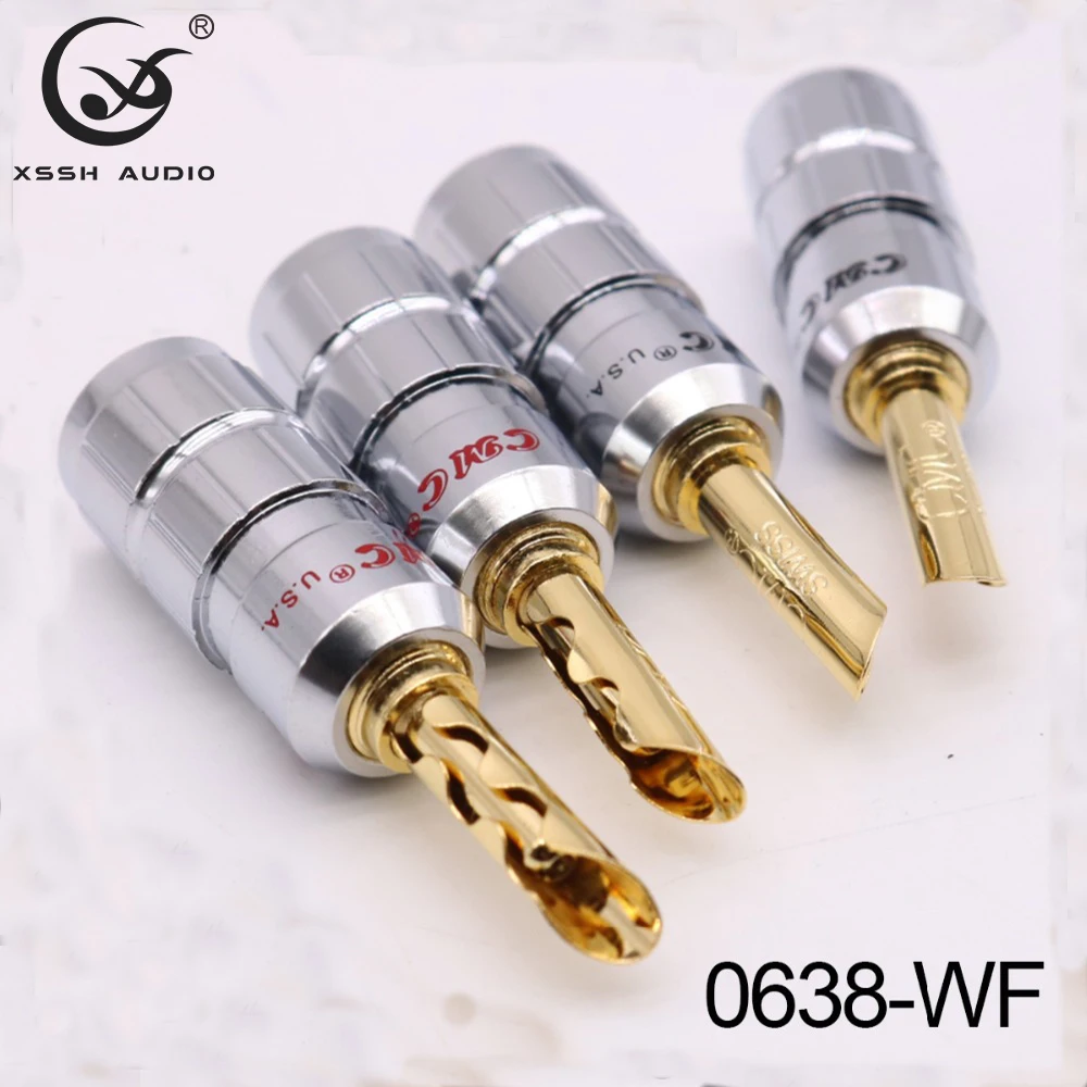 8 шт XSSH аудио 0638 -WF йиво DIY электрические Вилки красный Медь Цвет Позолоченные Hi-Fi