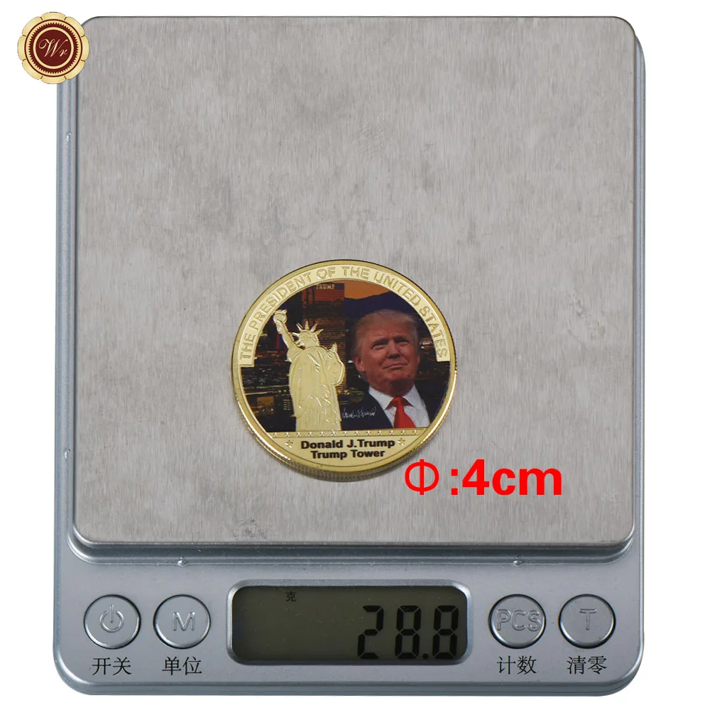 Только три дня 23% скидка WR 1 Шт. Золото Президент США Дональд Трамп Позолоченные