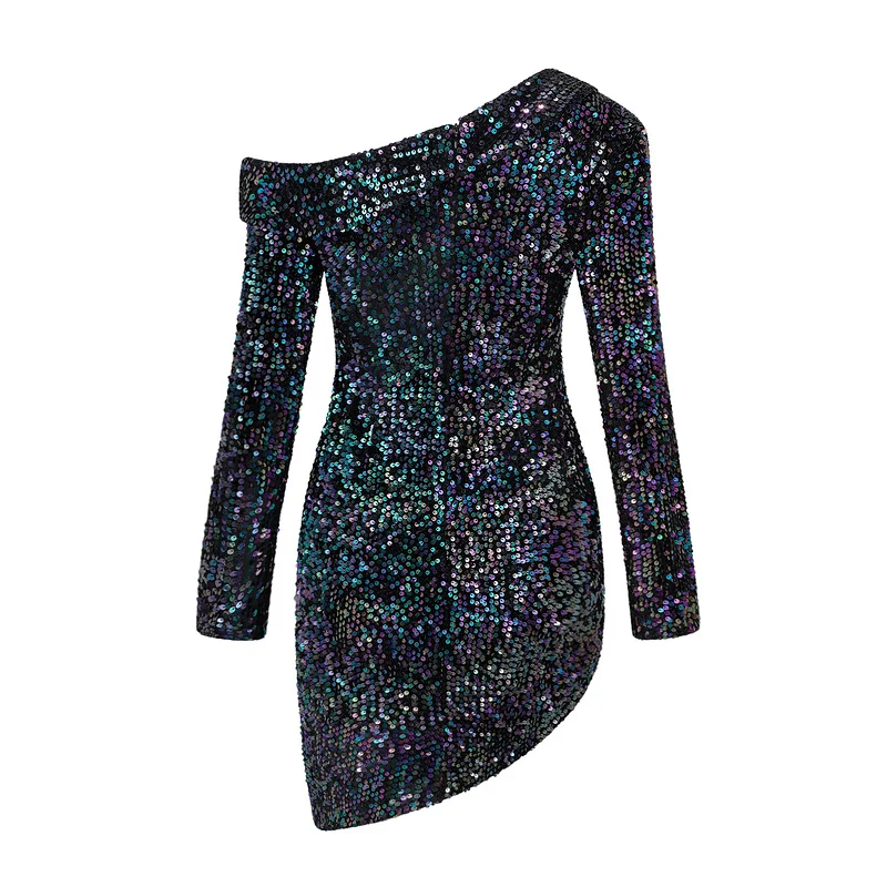 Женское однотонное облегающее платье Gosexy серебристое вечернее на одно плечо без