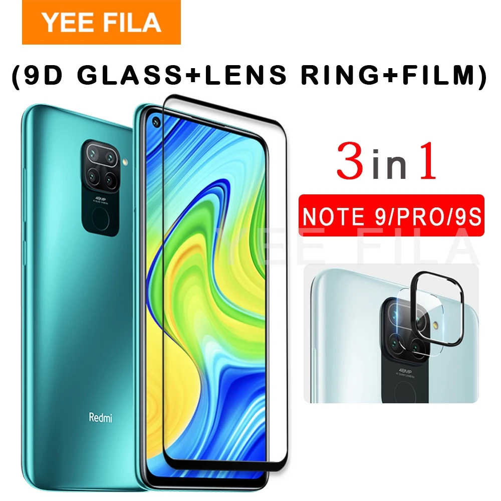 Закаленное стекло с полным покрытием для Xiaomi Redmi Note 9 Pro Защита экрана объектива