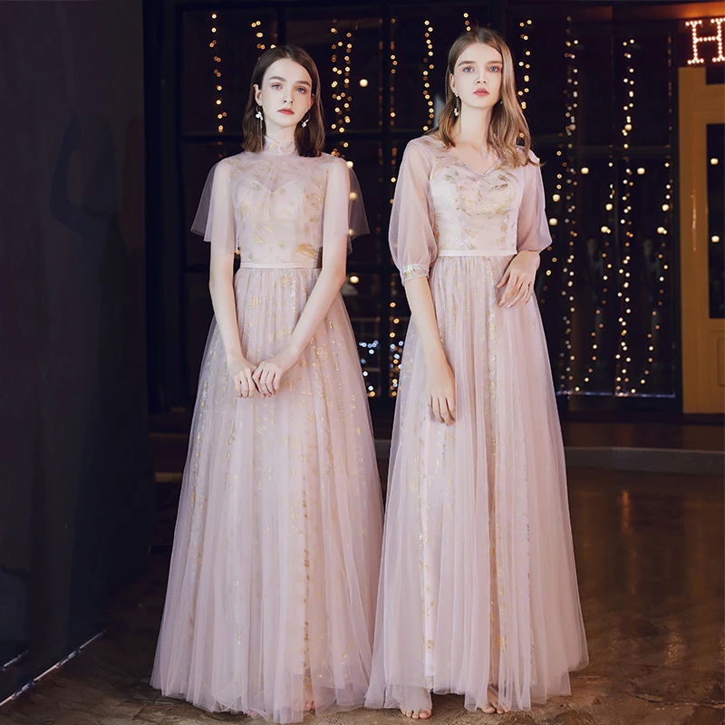 Элегантные розовые платья подружки невесты для свадьбы 2020 V образные длинные