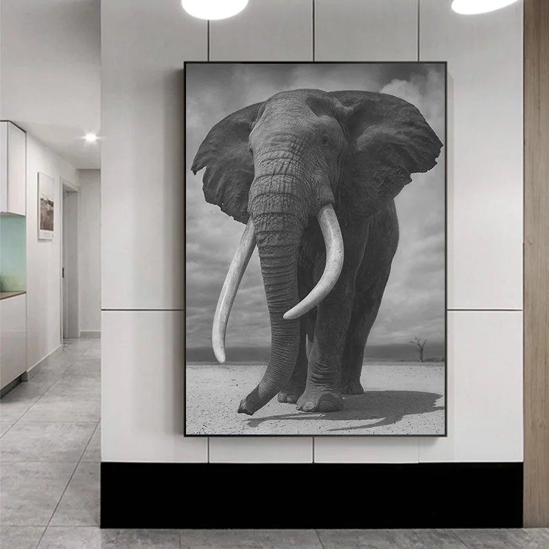GoldLife животные на стену изображение плакаты и принты черно-белая картина слона