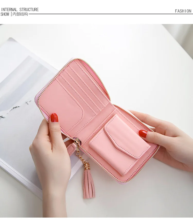 Short Wallet Women 2021 New Square Zipper Tasser Small Wallet Korean Version Simple Fashion Coin Wallet Woman