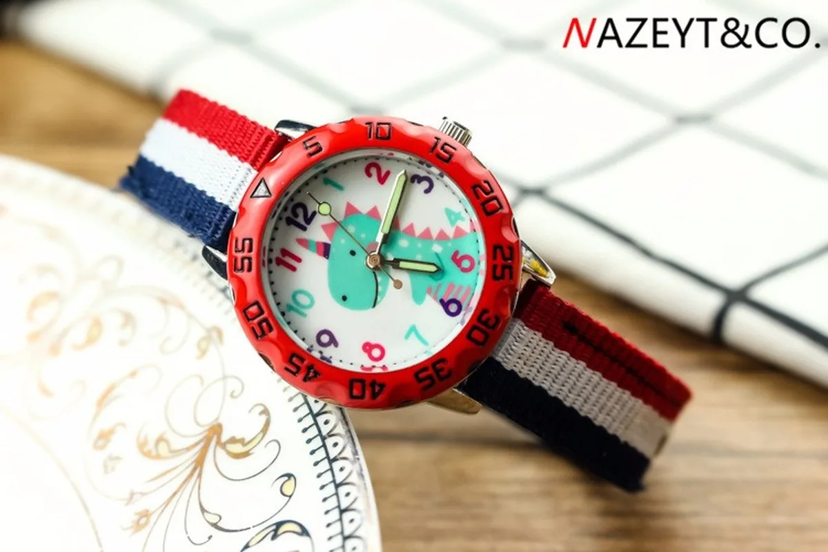 Boys dinosaurs 3 d design quartz watch girls noctilucent pointer nylon wrist children's table | Наручные часы