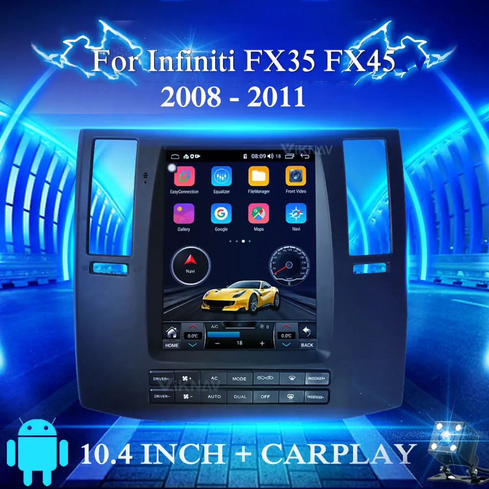 

Автомагнитола на Android 10,0, мультимедийный DVD-плеер в стиле Тесла для Infiniti FX35 FX45 2008-2011, автомагнитола с GPS-навигацией