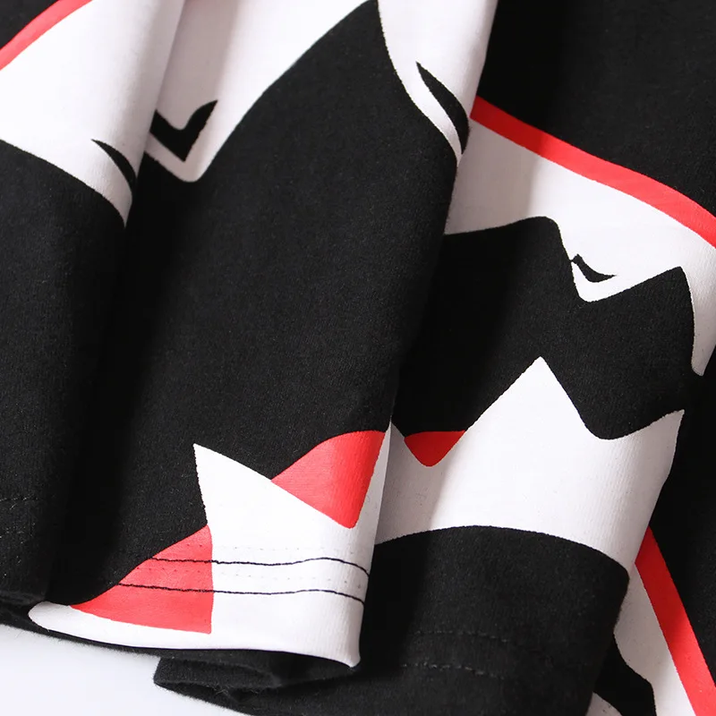 

Summer Shark Prints Short Embroidery Cotton Casual T Shirt Pokemon Go Sale Real Neck Wave Men's Wear O-neck 2021 New Arrival