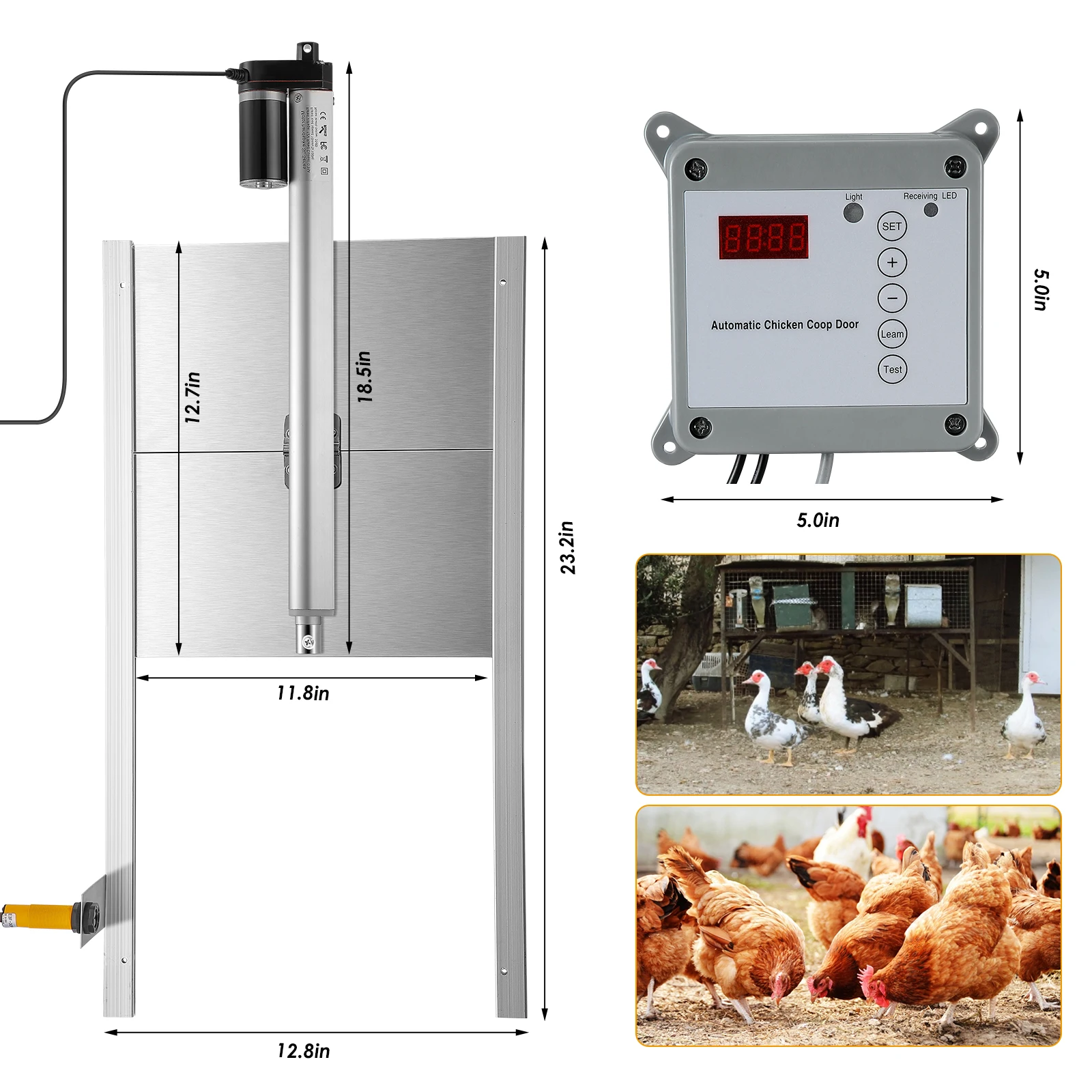 

110/220V Timing Control Chicken House Automatic Door Opener Door Opening Kit Chicken Pets Dog Door Opener Farm Accessories